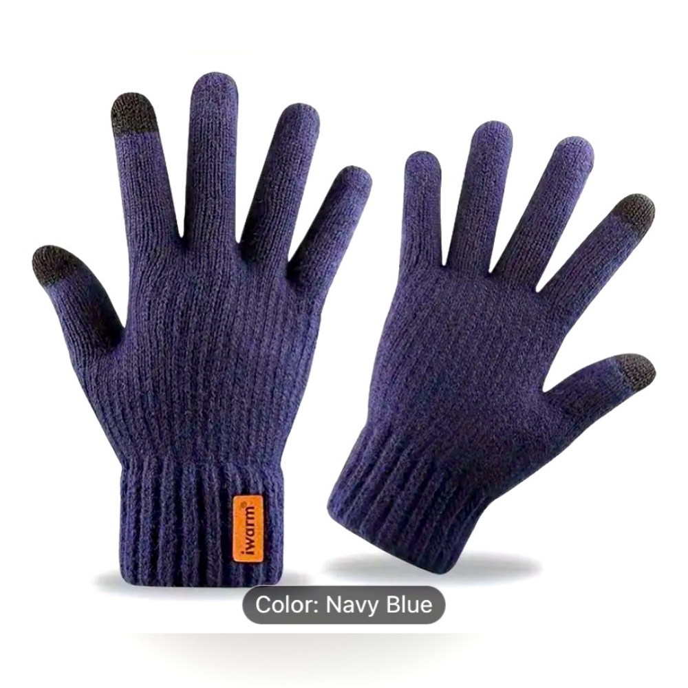 NEW ALPACA & Cashmere Blend Touch Screen Winter Gloves Knit Navy Blue Stretch